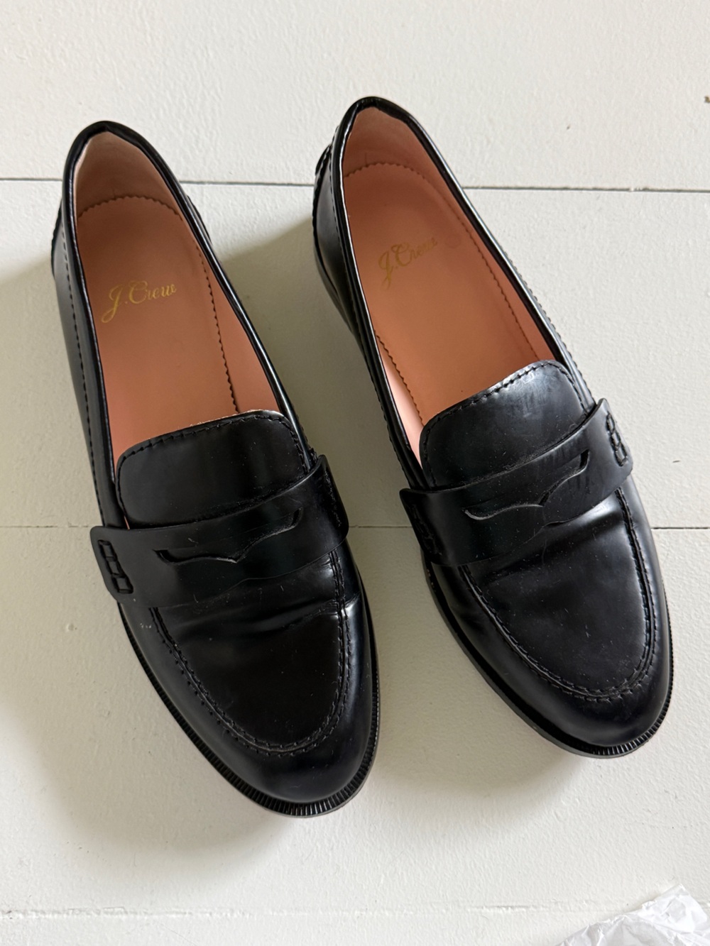 J. Crew Black Leather Penny Loafers